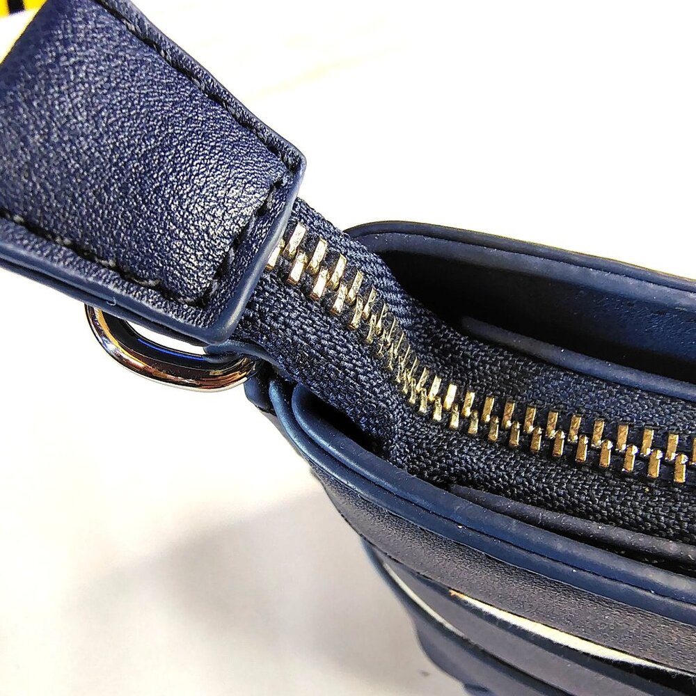 Miztique Striped Handbag Navy & Cream Dual Handles & Metal Feet NO STRAP INCLUDE - Picture 7 of 14